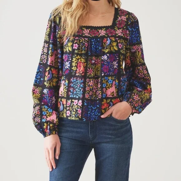 Printfresh Opening Day Patchwork Long Sleeve Blouse - Picture 4 of 9